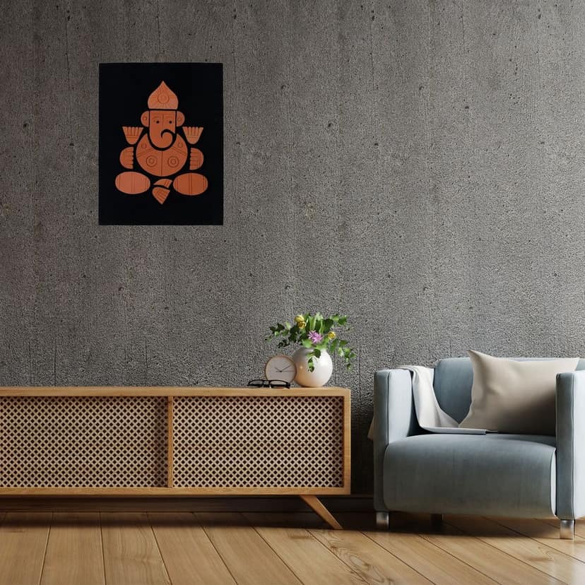 SOWPEACE Handcrafted Terracotta wallart ganesh “The wall of lord Ganesh! ” wall showpiece, premium artisan made wall home decor for living room, for gift view 2