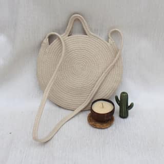 Cream & Round Sling Bag