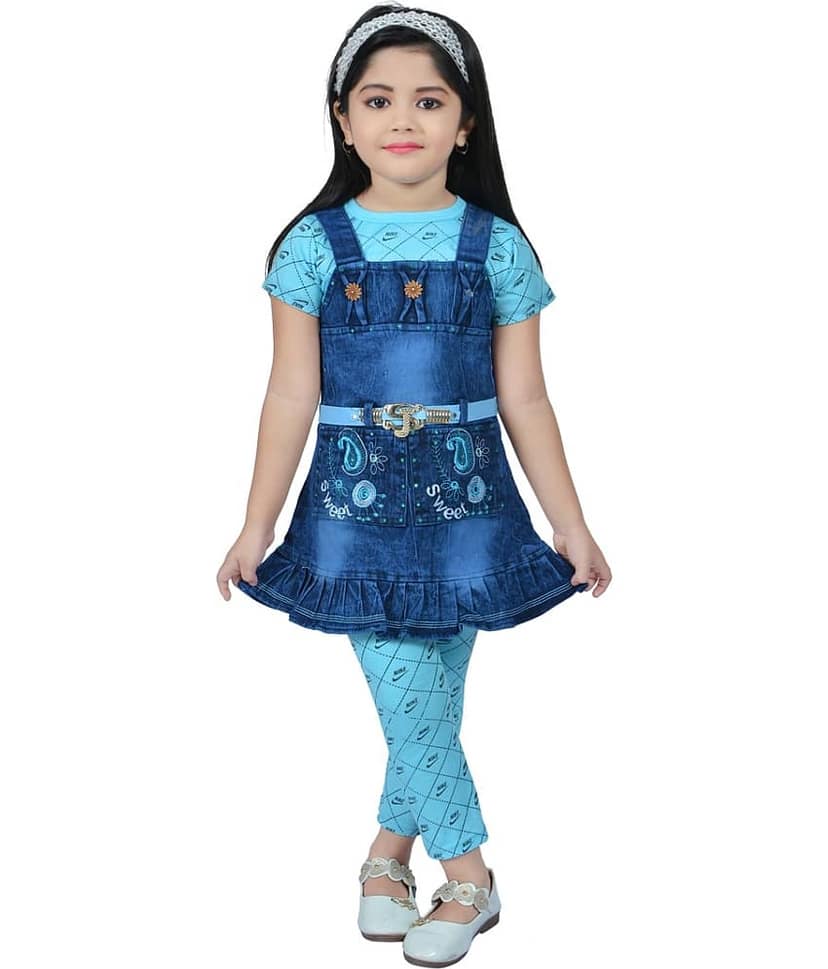 NewCollections Denim Dungarees For Girls ( Pack of 1 , Light Pink )