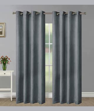 Home Candy Set of 2 Long Door Blackout Room Darkening Eyelet Polyester Grey Curtains ( 274 x 114 cm )