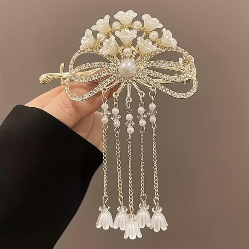 Bow Design Pearl Tassel Metal view 3