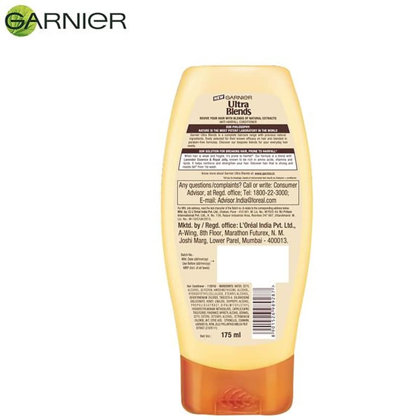 Garnier Ultra Blends Anti Hairfall Conditioner - Royal Jelly & Lavender, For Breaking Hair, 175 Ml view 2