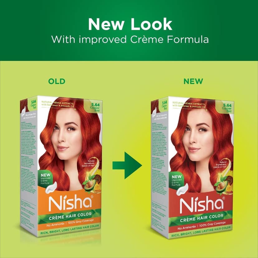 Nisha Creme Hair Color 5.64 Copper Red 120g, Permanent Hair Colour Ammonia Free Hair Color 100% Grey Coverage view 4