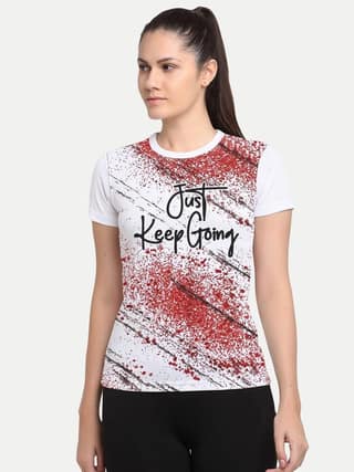 Women White Graphic Printed Gym T-shirt