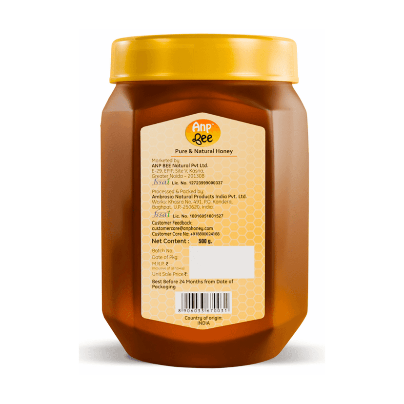 ANP BEE Raw Natural Honey 500g I 100% Pure, NMR Tested, Natural Honey I Unprocessed, and Unfiltered I No Sugar Adulteration I Honey for Weight Loss and Healthy Hair I Boost Immunity I Honey 500g I Pack of 1 view 2