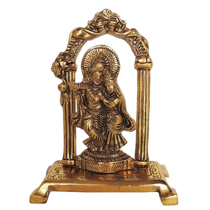 Aluminium Radha Krishna Idol ? Spiritual Decorative Showpiece, Height : 6.1 Inch (ASMAS381 G) view 2