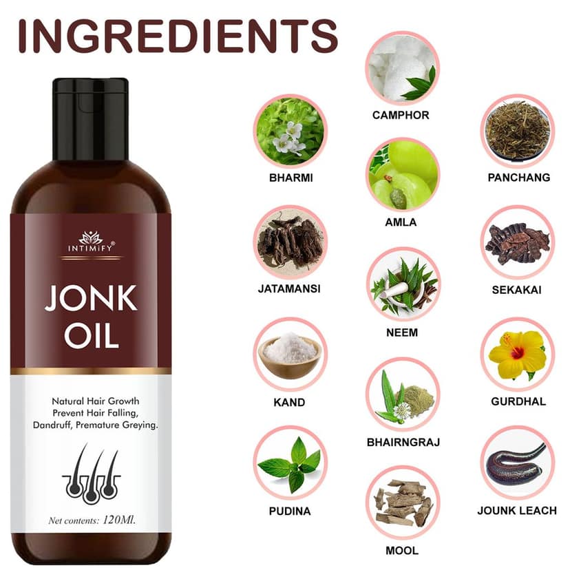 Intimify Jonk Hair Oil, hair growth oil, jonk oil, hair regrowth oil, anti haifall oil, promotes hair growth 120 ml view 3