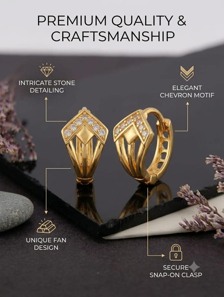 Gold-Plated CZ Stone Hoop Earrings view 8