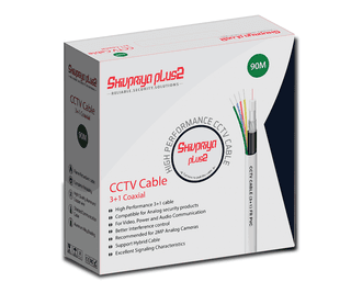 Shivpriya Plus2 Coaxial Pure Copper 3+1 CCTV Cable-90 Meter (White)