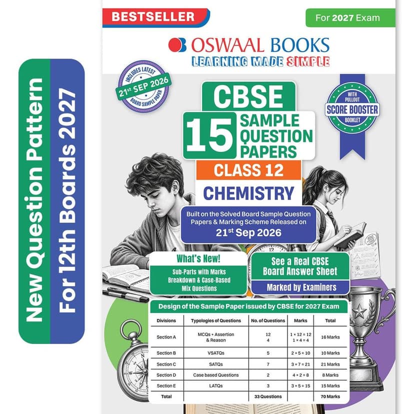Oswaal CBSE 15 Sample Question Papers Class 12 Chemistry for 2027 Board Exam (As per CBSE Sample Question Paper issued on 30 september 2026-oswalspchem12 [Paperback] Oswaal