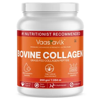Vaastavik Bovine Collagen Powder Hydrolyzed Collagen Peptides Type 1 & Type 3 Grass Fed 200 gms