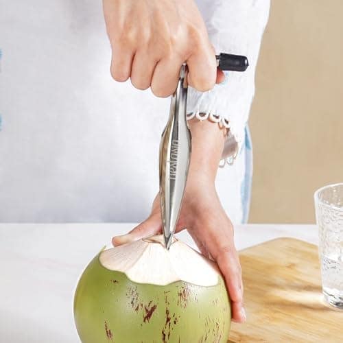 Nestasia Stainless Steel Coconut Opener Tool - Rust Resistant Tender Coconut Water Driller & Splitter | 100% Food Safe Nariyal Pani Opener Knife - Sturdy T-Grip Handle Kitchen Tool view 2
