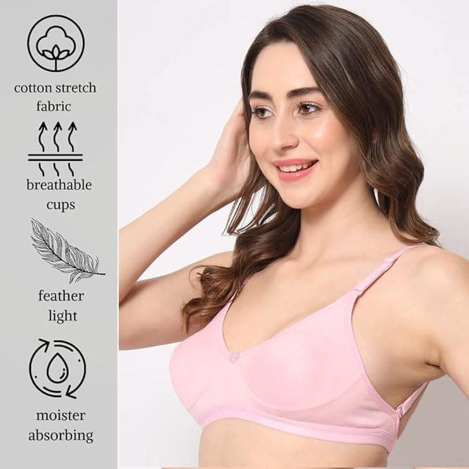 Be-Wild Full Coverage Non Padded Backless Transparent Strap Bra for Women and Girls/Ladies/Black/Cotton/Casual/t-Shirts/Everyday/Regular/Bras (Pack of - 3 Bras) view 4
