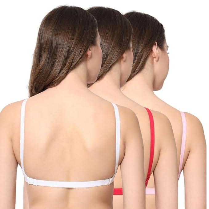 Be-Wild Full Coverage Non Padded Backless Transparent Strap Bra for Women and Girls/Ladies/Black/Cotton/Casual/t-Shirts/Everyday/Regular/Bras (Pack of - 3 Bras) view 5