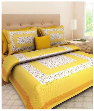 Bombay Spreads Cotton King Bedsheet ( Yellow )