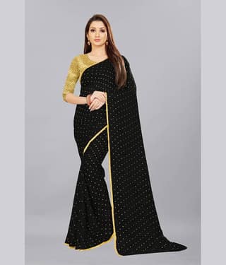 Rhey Chiffon Printed Saree With Unstitched Blouse Piece ( White )