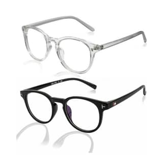 4Flaunt UV Protected & Anti Glare Oval Spectacles Optical Frame, Customizable Lens, Helps In Minimizing Digital Headache, Better Sleeping For Men & Women (Transparent & Black)