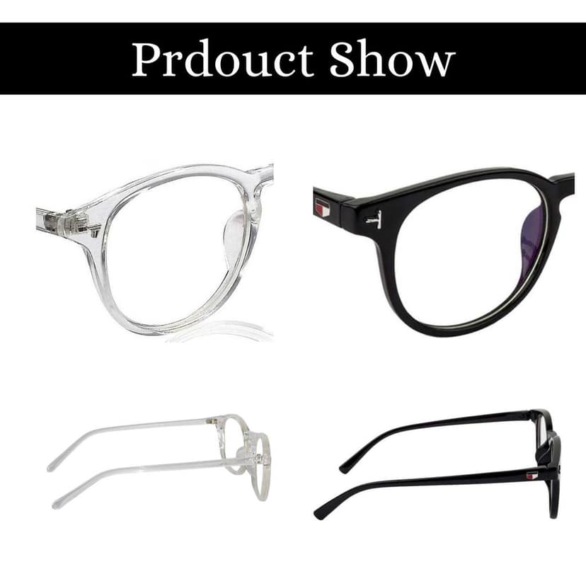 4Flaunt UV Protected & Anti Glare Oval Spectacles Optical Frame, Customizable Lens, Helps In Minimizing Digital Headache, Better Sleeping For Men & Women (Transparent & Black) view 5