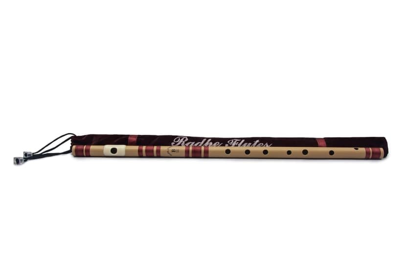Radhe Flutes PVC Fiber B Natural Bansuri Middle Octave Left Handed With Velvet Cover