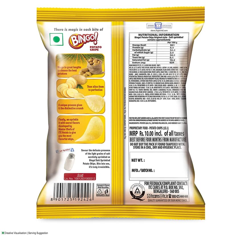 Bingo! Potato Chips - Salt Sprinkled, 25.5 gm view 2