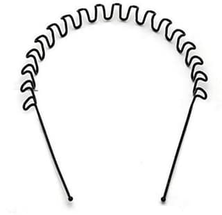 Hair Band For Men And Women Daily Use Black Spring Zig Zag Wave Metal Hair Hoop Band Unisex Sports Hair Band