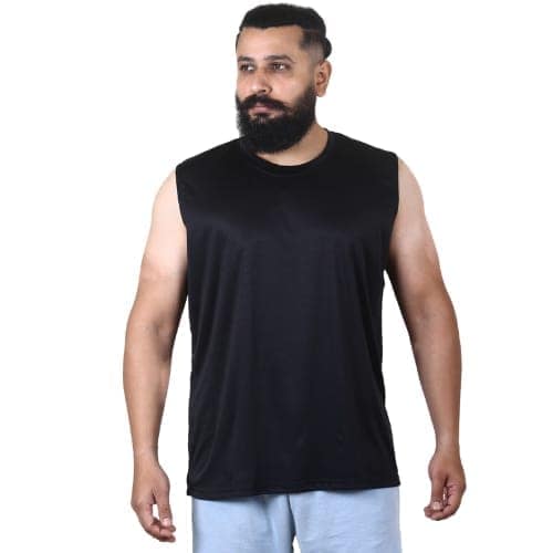 Men's Gym Sleeveless T-Shirt Black - Drifit, Quick Dry Sports Tank Top, Sando Vest
