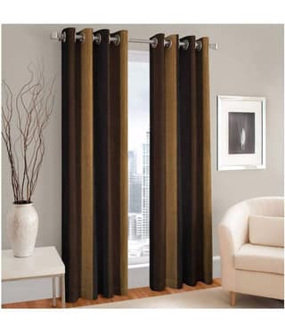Panipat Textile Hub Blackout Eyelet Long Door Curtain 9 ft Pack of 2 -Brown