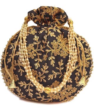 Bulbul Black Silk Potli