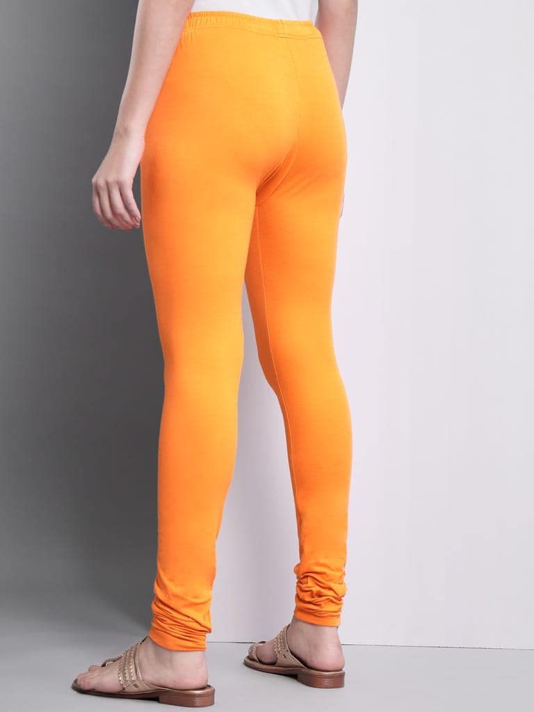 SOFT COLORS Women's Skinny Fit Ethnic Wear Churidar Leggings (Orange) view 4