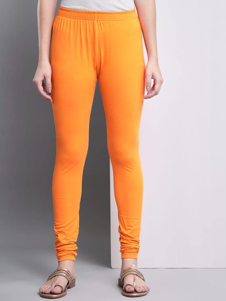 SOFT COLORS Women's Skinny Fit Ethnic Wear Churidar Leggings (Orange) view 7