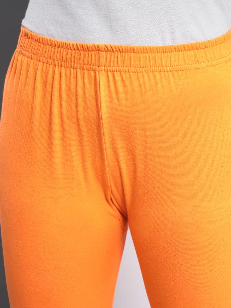 SOFT COLORS Women's Skinny Fit Ethnic Wear Churidar Leggings (Orange) view 8