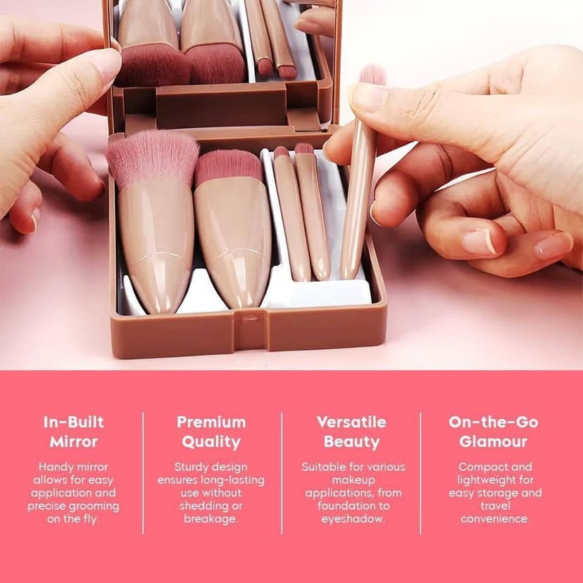 MAKEUP BRUSH 5PCS SET WITH MIRROR view 8