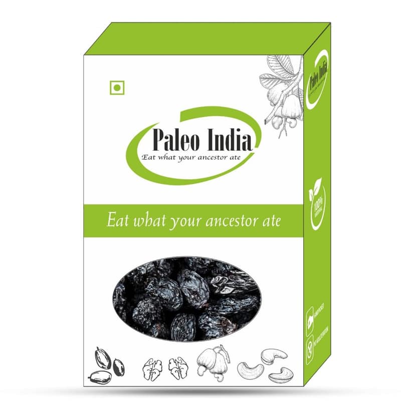 Paleo India 250gm Black Raisins| Kali Kishmish| Dried Grapes | Natural & Healthy Dry Fruit | Boosts Immunity | Aids Digestion | Rich in Iron & Antioxidants | Perfect for Snacking Baking & Desserts