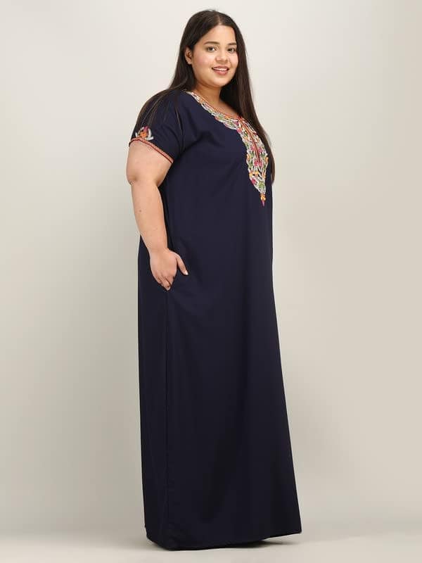 KOI SLEEPWEAR Lissybissy Nightgown with Beautiful Floral Embroidery Navy-2XL/3XL view 3