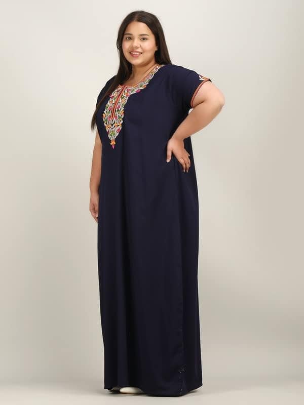 KOI SLEEPWEAR Lissybissy Nightgown with Beautiful Floral Embroidery Navy-2XL/3XL view 4