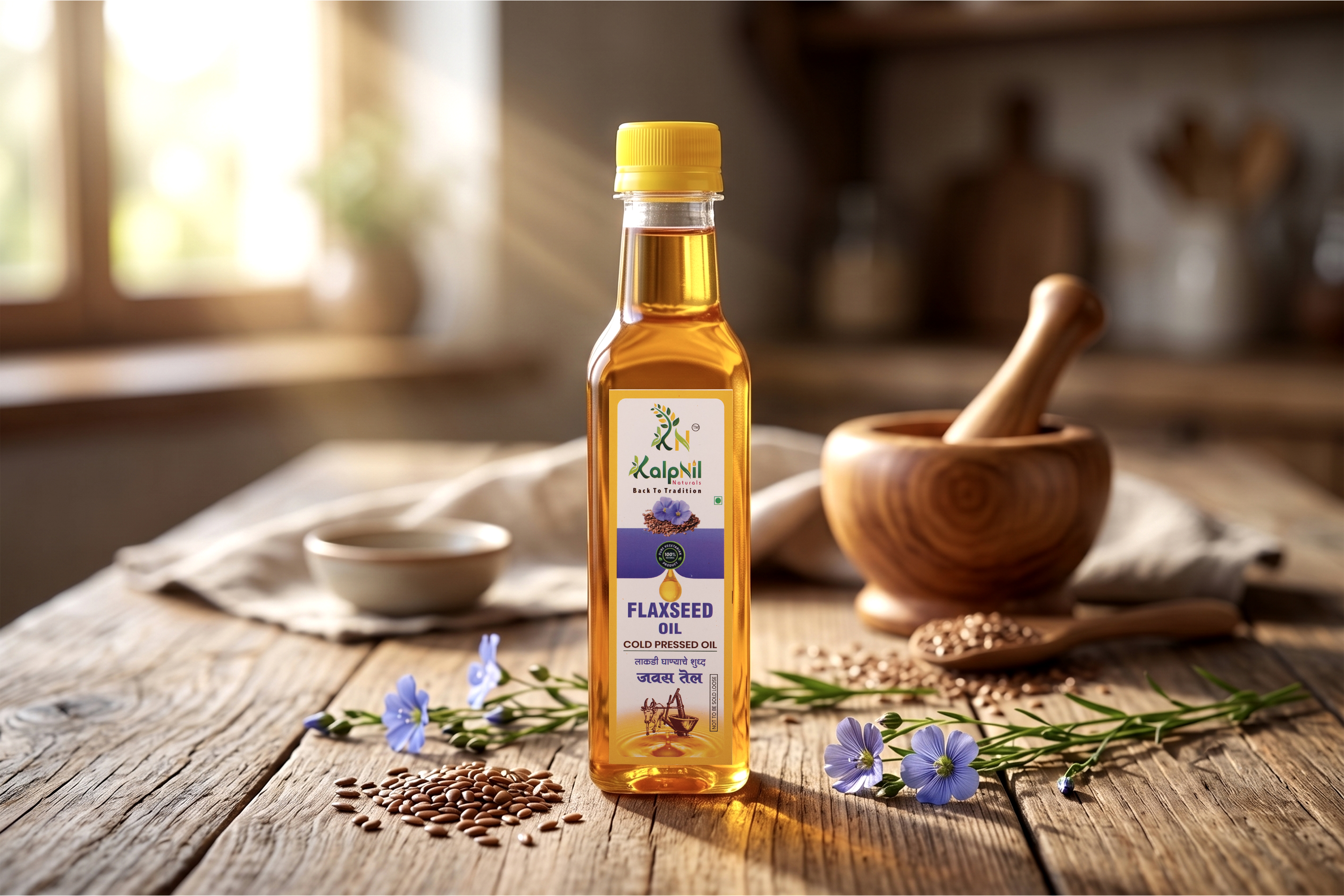 Cold-Pressed Flaxseed Oil Made from Quality Flaxseeds for Everyday Cooking and Food Preparation 500 ml