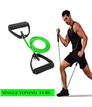 Single Toning Tube Heavy Quality Exercise Band for Stretching, Full Body Workout, Home Gym and Toning for Men and Women (Multicolor)