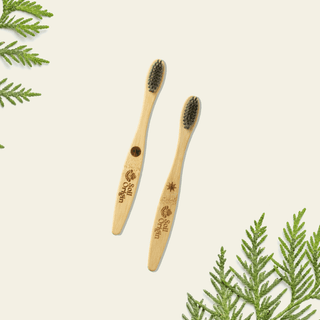 Kids Bamboo Toothbrush With Activated Charcoal Bristles - Set of 2 (pack of 2)