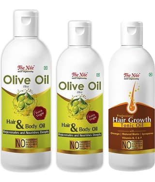 The Nile Olive Oil 150 ML + Olive Oil 100 ML + Hair Tonic 100 Ml 350 mL Pack of 3