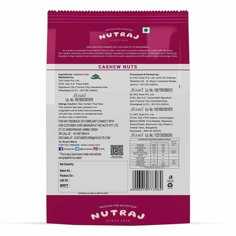 Nutraj Classic W320 Cashew Nuts Kaju 1 Kg view 3