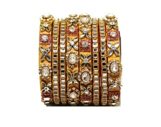 Exquisite Thread Gold Bangles with Sparkling Embellishments