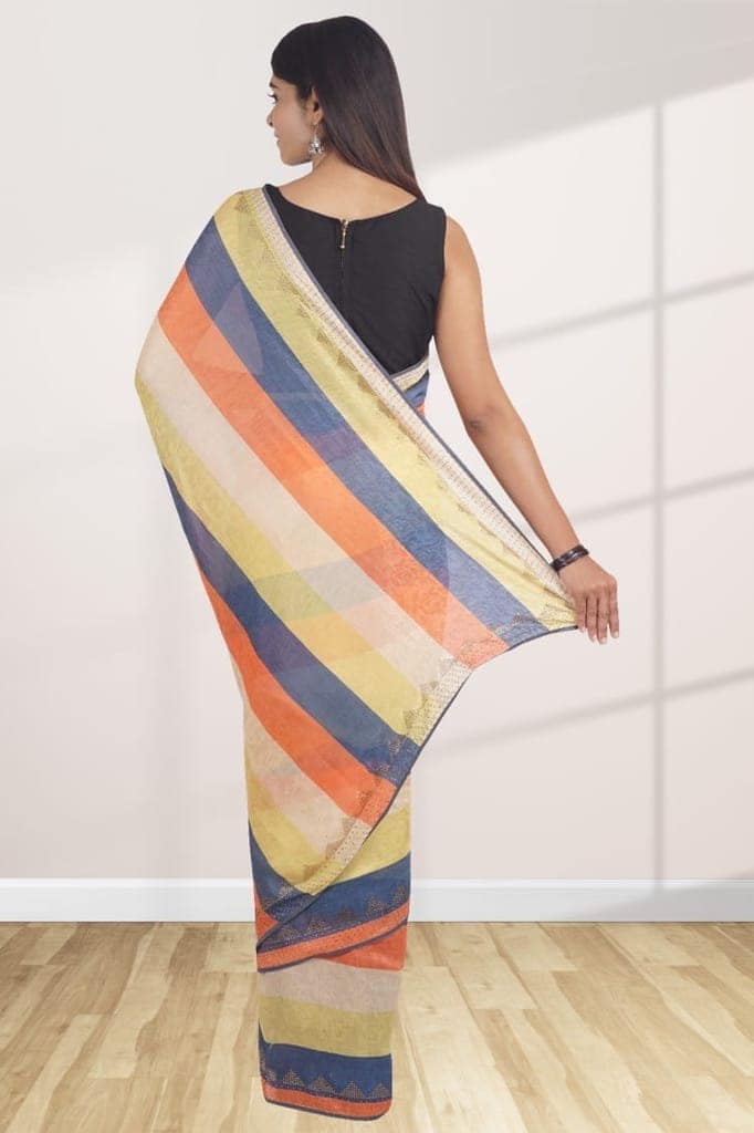 Multicolored Italian Crepe Saree view 2