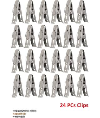 Fashion Bizz 24 Cloth Peg/ Drying Pins for Hanger/Rods/Ropes Stainless Steel Cloth Clips (Steel Pack of 24)
