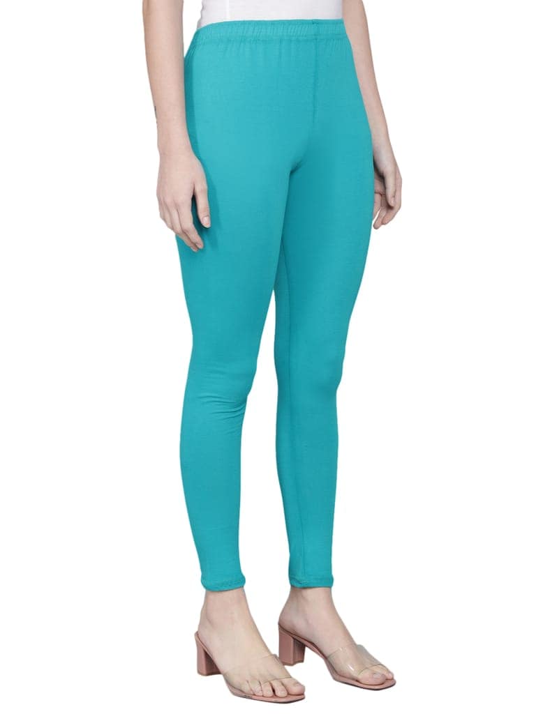 SOFT COLORS Women's Skinny Fit Ethnic Wear Ankle Length Leggings (Rama Green) view 2