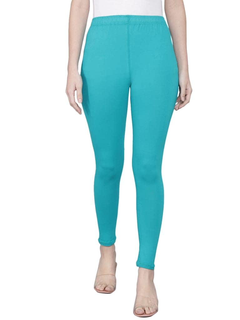 SOFT COLORS Women's Skinny Fit Ethnic Wear Ankle Length Leggings (Rama Green) view 3
