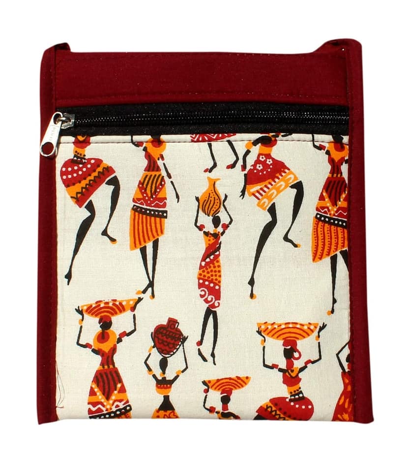 Mandhania Warli Printed Cotton Sling Bags for Womens Pack of 4 Multicolor view 5