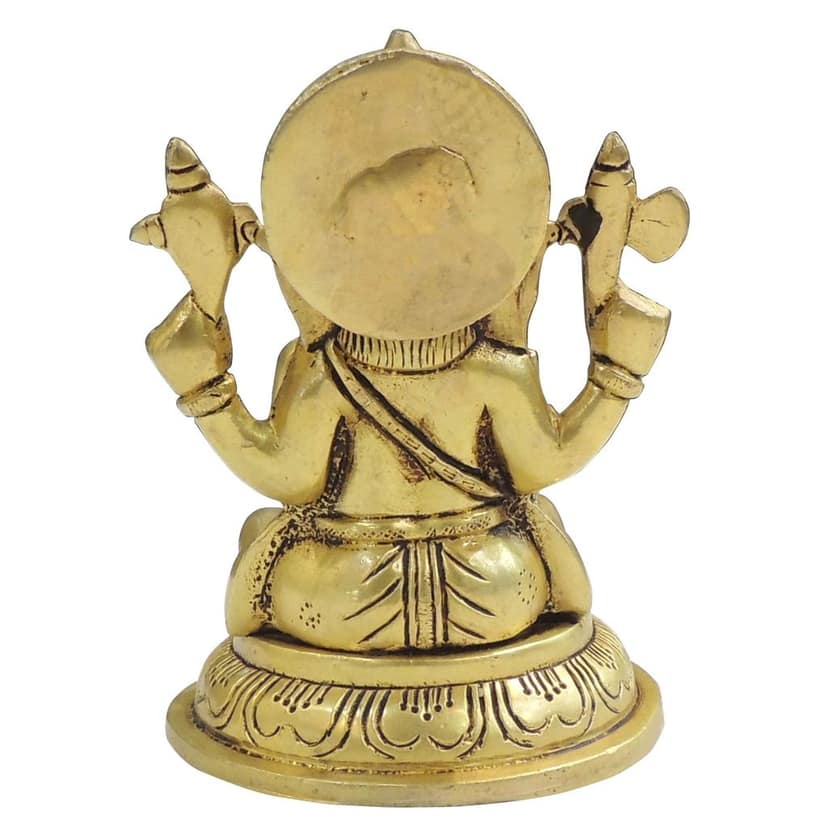 Brass Ganesh Statue � Lord Ganesha Brass Religious Showpiece, Height : 4.5 Inch (BSMAS1897 G) view 3
