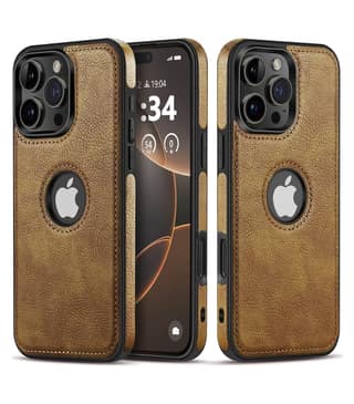 LIRAMARK PU Leather Flexible Back Cover Case Designed for iPhone 16 Pro