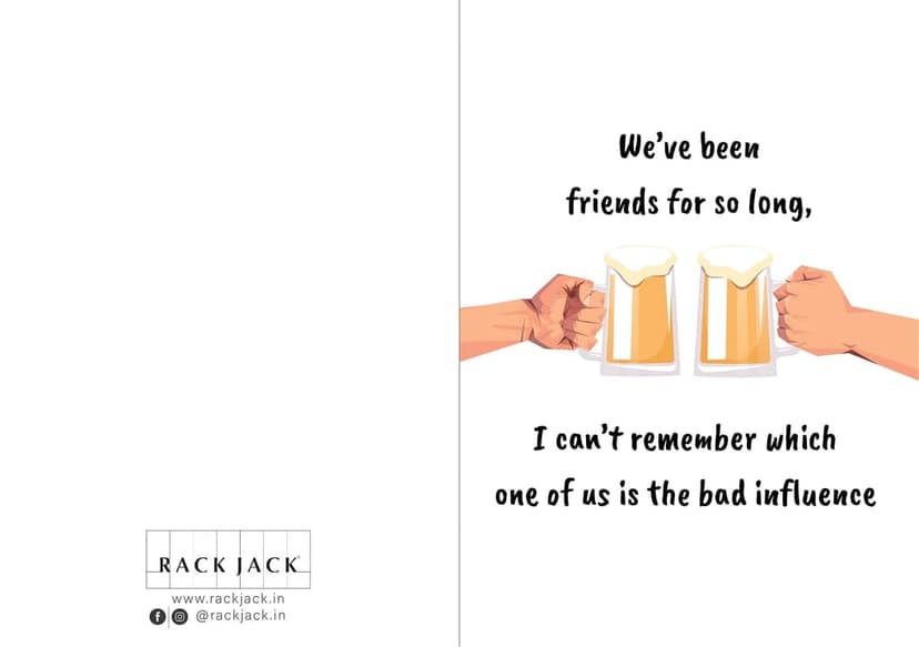 Rack Jack friendship's day funny greeting card - bad influence view 2