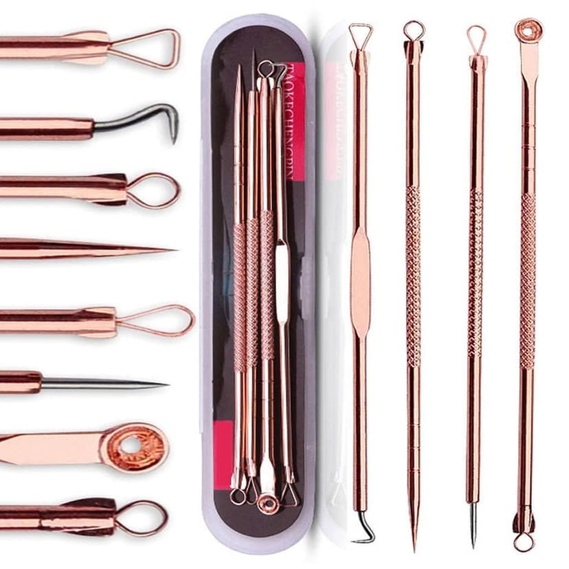 Elecsera Blackhead Remover kit pimple and blemish extractor with anti slid handle, Stainless steel needles with a storage case (Pack of 4)